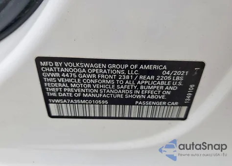 2021 Volkswagen Passat Se from USA, damaged, VIN 1VWSA7A35MC010595